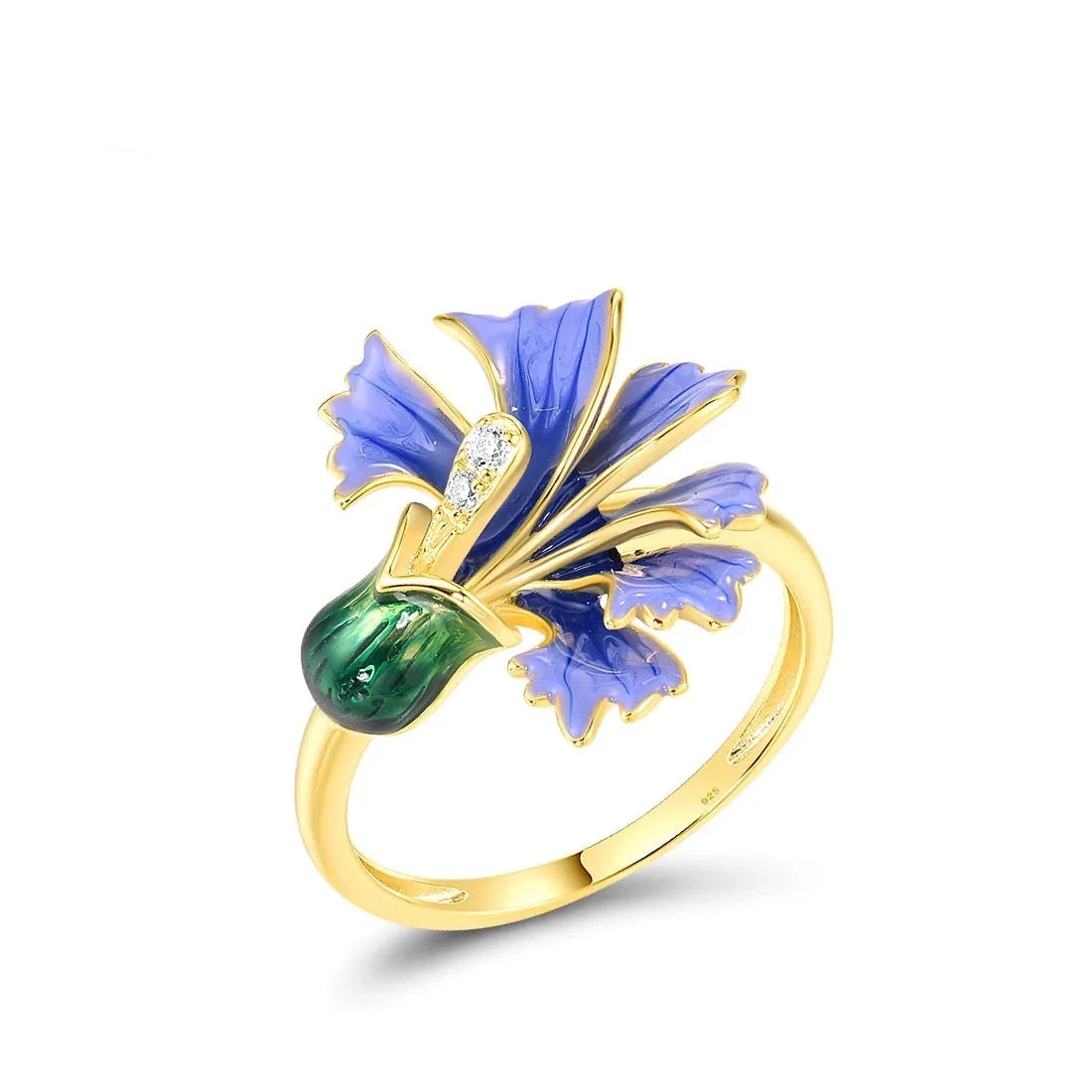 Scarsdale Handmade Silver, Crystals and Enamel Flower Cocktail Ring ...