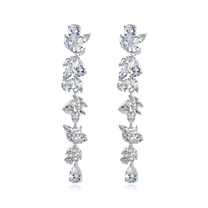 Giannitsa Crystal Flowers Leaves Teardrop Dangle Statement Earrings ...