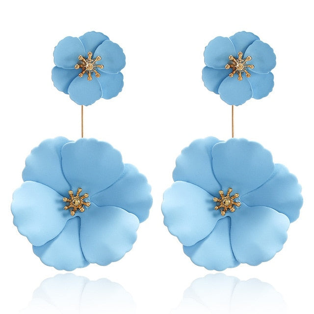 Elverum Flower Dangle Drop Statement Earrings ANN VOYAGE