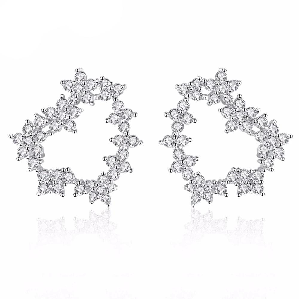 Mandan Crystal Flowers in a Heart Shape Stud Earrings – ANN VOYAGE